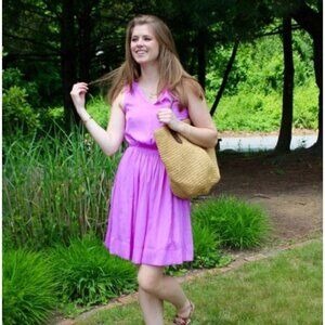 Banana Republic Hot Pink Mini Dress 14 Romantic Capsule Flouncy Coastal Beachy